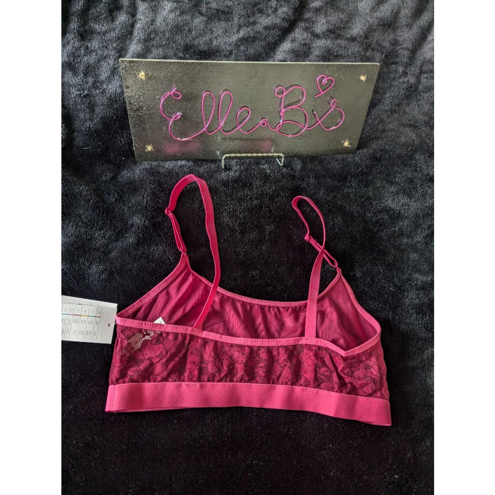 NWT Auden Cherry Pink Lace Bralette M - Picture 5 of 5